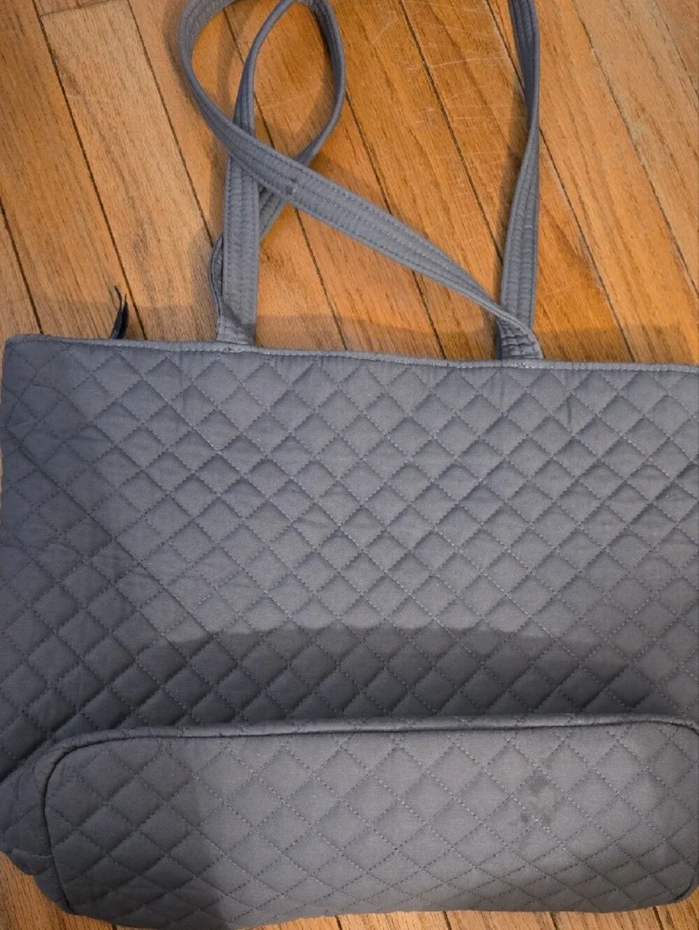 Vera Bradley Gray Quilted Tote with Penguin Embroidery